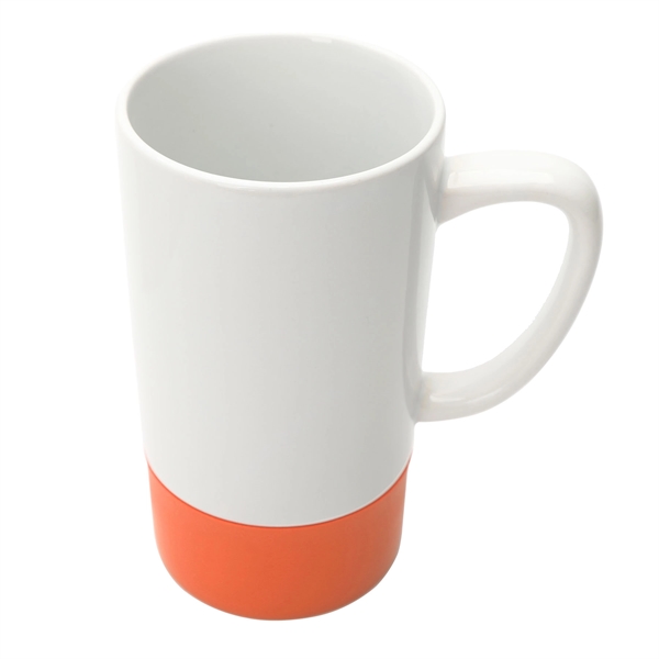 18 oz. white ceramic mug with colorful, non-slip silicone band at... from ASI 39820 Opusline (Benmex) / Opus Line