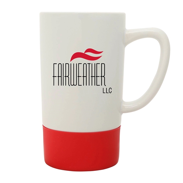 18 oz. white ceramic mug with colorful, non-slip silicone band at... from ASI 39820 Opusline (Benmex) / Opus Line