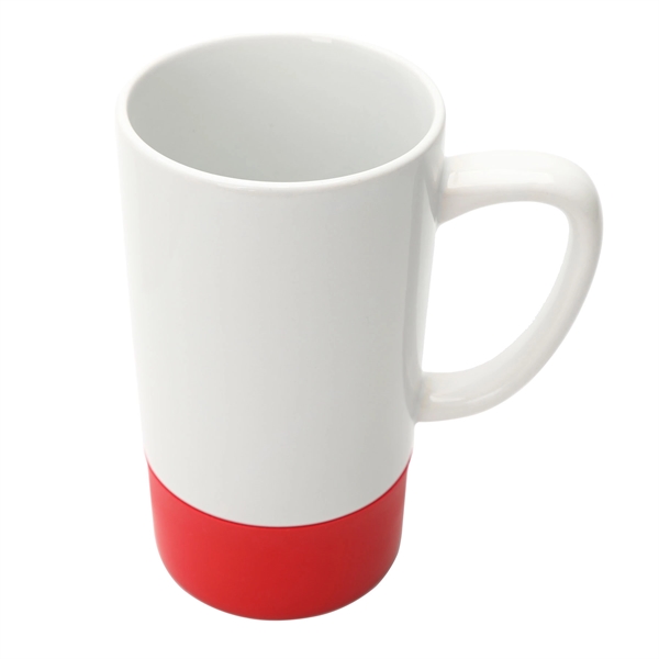 18 oz. white ceramic mug with colorful, non-slip silicone band at... from ASI 39820 Opusline (Benmex) / Opus Line