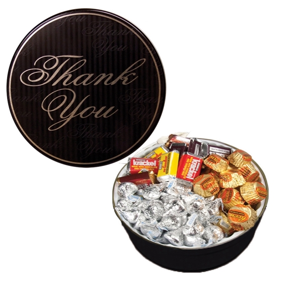 Tin filled with multiple filler options of good gift snacks and... from ASI 61125 Hit Promotional Products