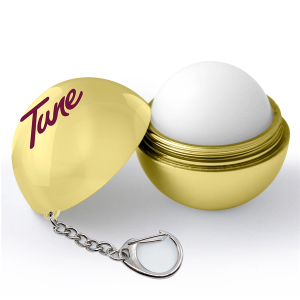 Round lip balm with metallic finish, vanilla scent and keychain attachment.... from ASI 90807 Tekweld
