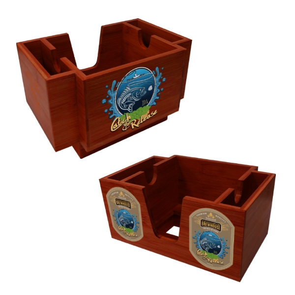 Wooden napkin holder with three compartments.... from ASI 62677 iline PROMO (The Innovative Line) / iline PROMO (The Innovative Line)