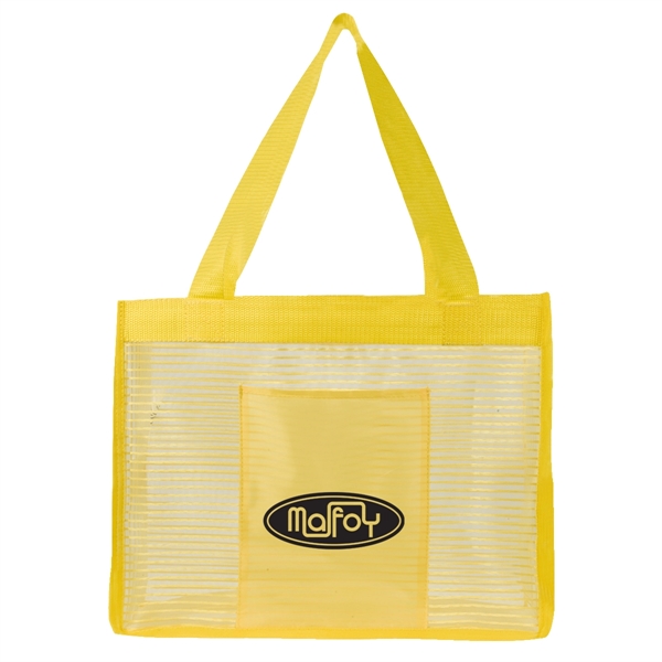 Nylon mesh/210D polyester sheer striped tote bag... from ASI 61125 Hit Promotional Products / Hit®