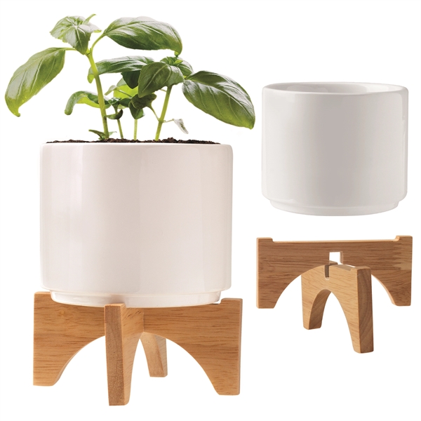 Ceramic planter set that is great for growing small plants with... from ASI 62190 Illini
