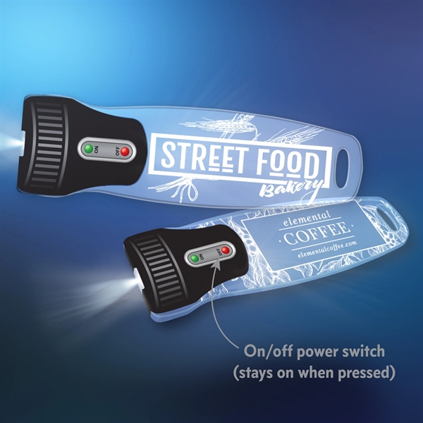 Flat flashlight with an eye-catching, see-through acrylic body.... from ASI 39850 The Bentcil Company