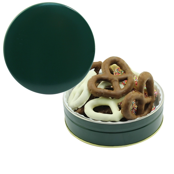 Tin filled with multiple filler options of good gift snacks and... from ASI 61125 Hit Promotional Products