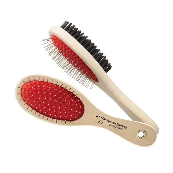 Double-Sided Pet Brush--detangles knots, loosens hair and trapped dirt; 1-color imprint... from ASI 92980 WOV-IN® / Promopet