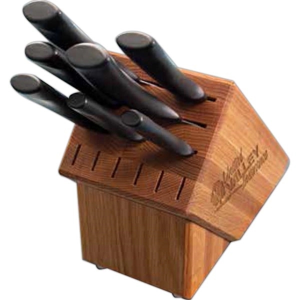 This Anthem Oak Block Set includes different kitchen knife items.... from ASI 35560 American Made Cutlery / American Made Cutlery