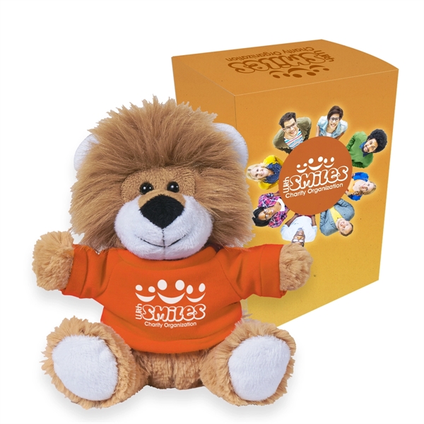 6" lovable lion with imprinted shirt and gift box... from ASI 61125 Hit Promotional Products / Hit®