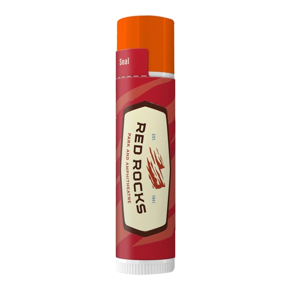 White tube of beeswax-based SPF 15 lip balm with colored cap.... from ASI 88060 Snugz/USA Inc / SnugZ USA®
