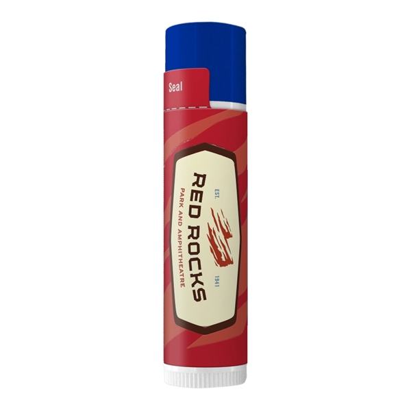 White tube of beeswax-based SPF 15 lip balm with colored cap.... from ASI 88060 Snugz/USA Inc / SnugZ USA®