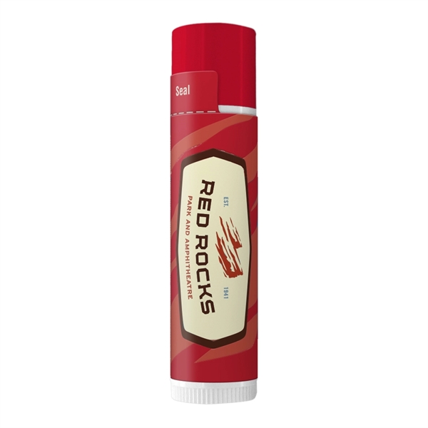 White tube of beeswax-based SPF 15 lip balm with colored cap.... from ASI 88060 Snugz/USA Inc / SnugZ USA®