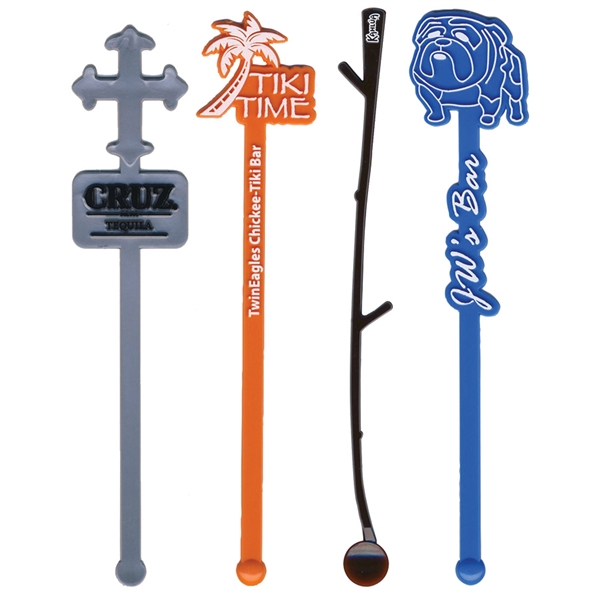 6" x 1.25" plastic cocktail stir stick with custom designs and... from ASI 59683 Harco Enterprises LTD / Harco Enterprises