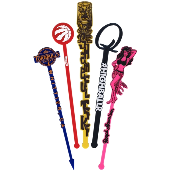 6" x 1.25" plastic cocktail stir stick with custom designs and... from ASI 59683 Harco Enterprises LTD / Harco Enterprises