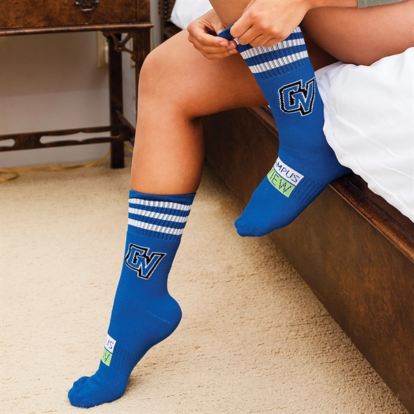 Jacquard knitted crew socks made of 72% cotton / 25% polyester... from ASI 90913 Terry Town