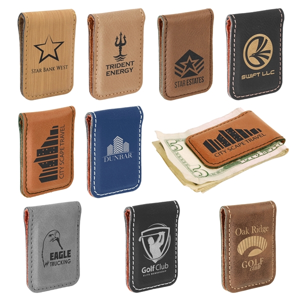 2.5" x 1.75" x 0.125" leatherette wallet and money clip.... from ASI 92531 Unique Custom Products / UCP