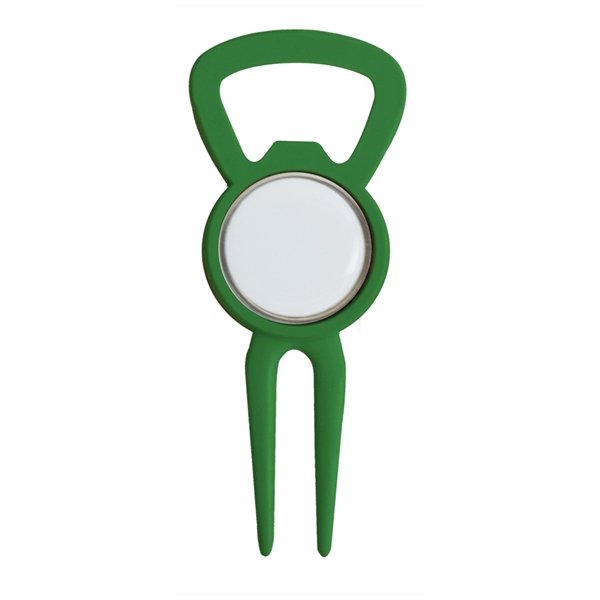 Silver divot tool featuring a bottle opener function and a magnetic... from ASI 38120 Ball Pro / Diversified Quality Kitchenware