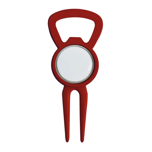 Silver divot tool featuring a bottle opener function and a magnetic... from ASI 38120 Ball Pro / Diversified Quality Kitchenware