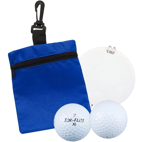 Mini, zippered non-woven bag with round golf bag tag and two... from ASI 43051 CPS / Keystone CPS CPS/Keystone