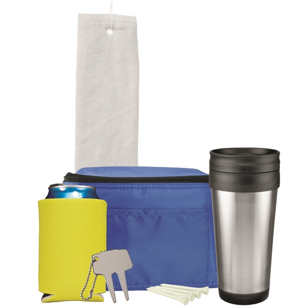 14 oz. tumbler, divot repair tool, golf towel, can cooler and... from ASI 43051 CPS / Keystone CPS CPS/Keystone