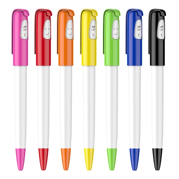 5.79" x .46" plunger-action ballpoint plastic pen with white barrel and... from ASI 37218 Athena Promo (tm)