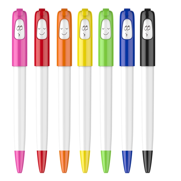 5.79" x .46" plunger-action ballpoint plastic pen with white barrel and... from ASI 37218 Athena Promo (tm)