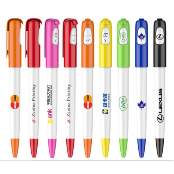 5.79" x .46" plunger-action ballpoint plastic pen with white barrel and... from ASI 37218 Athena Promo (tm)