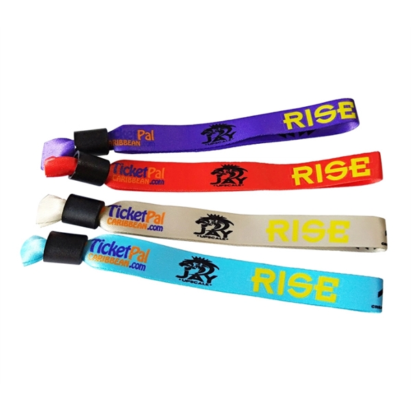 13.78" x .59"  polyester adjustable wristband plus 2 color silkscreen... from ASI 37218 Athena Promo (tm)