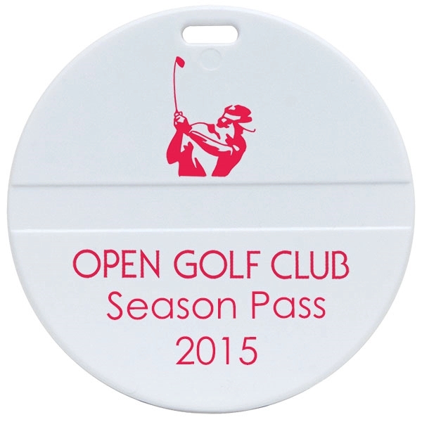 3 1/2" white round golf bag tag that's made in the... from ASI 43051 CPS / Keystone CPS CPS/Keystone