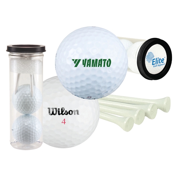 Golf gift tube with two golf balls and four blank tees.... from ASI 43051 CPS / Keystone CPS CPS/Keystone