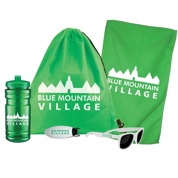 Sport bottle, rally towel, sunglasses and visor clip inside a drawstring... from ASI 43051 CPS / Keystone CPS CPS/Keystone