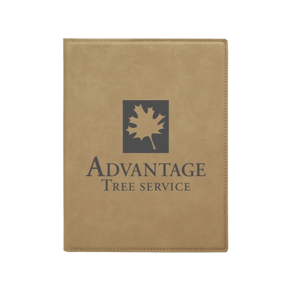 7" x 9" light brown PU leatherette portfolio with writing pad,... from ASI 74601 Calico