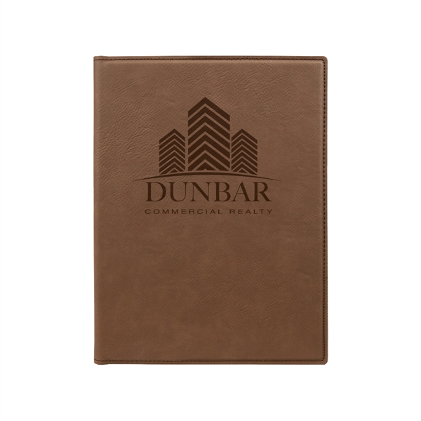 7" x 9" brown PU leatherette portfolio with writing pad, pen... from ASI 74601 Calico