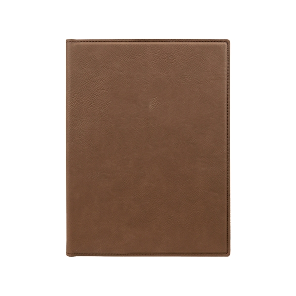 7" x 9" brown PU leatherette portfolio with writing pad, pen... from ASI 74601 Calico