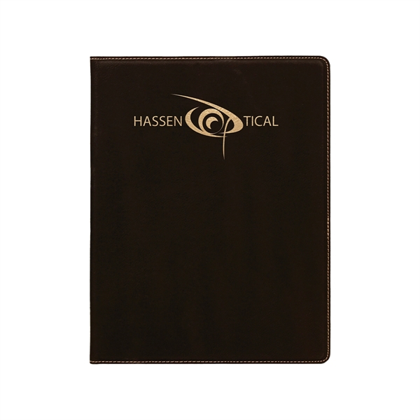 7" x 9" black and gold PU leatherette portfolio with 50-page... from ASI 74601 Calico