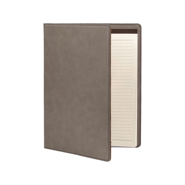 7" x 9" gray PU leatherette portfolio with writing pad, pen... from ASI 74601 Calico