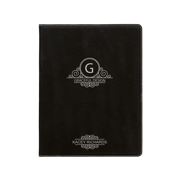 7" x 9" black and silver PU leatherette portfolio with 50... from ASI 74601 Calico