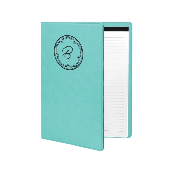 7" x 9" teal PU leatherette portfolio with writing pad, pen... from ASI 74601 Calico