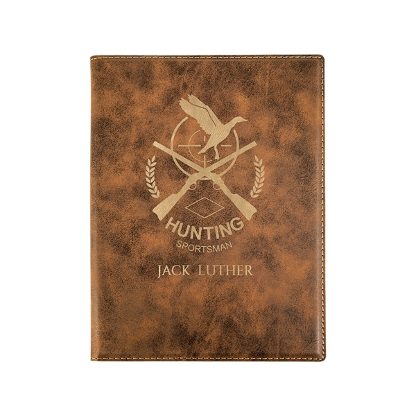 7" x 9" rustic gold PU leatherette portfolio with writing pad,... from ASI 74601 Calico