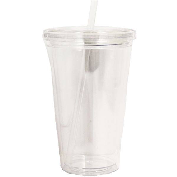 Double wall acrylic cup with straw, 16 oz. BPA free.... from ASI 36988 Artek USA Inc