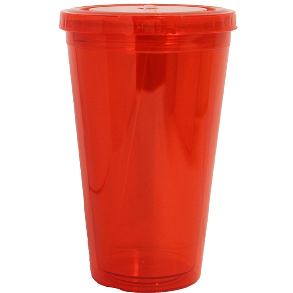 Double wall acrylic cup with straw, 16 oz. BPA free.... from ASI 36988 Artek USA Inc
