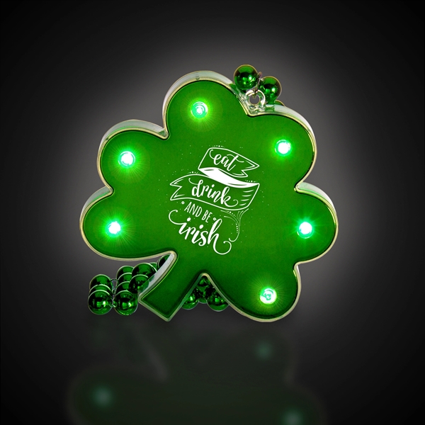Beaded shamrock necklace with green LED lights.... from ASI 42016 Brighter Promotions Inc / Chemical Light™ Liquid Light