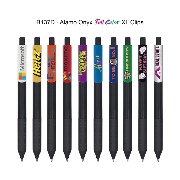 Alamo™ Onyx retractable style pen with a co-molded soft grip and... from ASI 82498 RiteLine LLC
