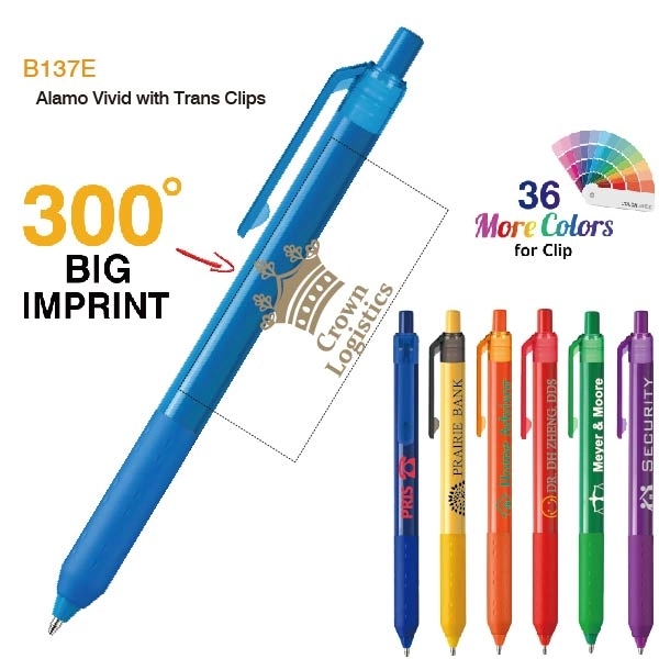 Alamo™ Vivid retractable style pen with a co-molded soft grip.... from ASI 82498 RiteLine LLC