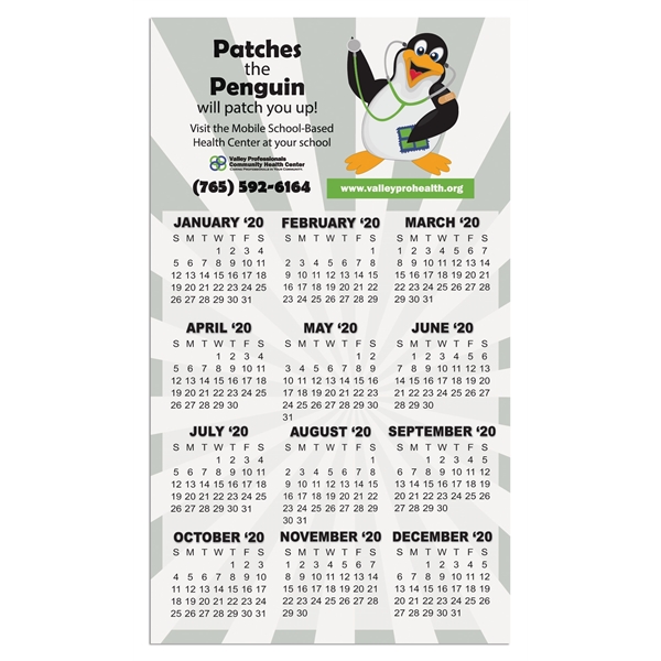 Reusable 2 7/8" x 5" year-at-a glance calendar card with repositionable... from ASI 44830 The Chest