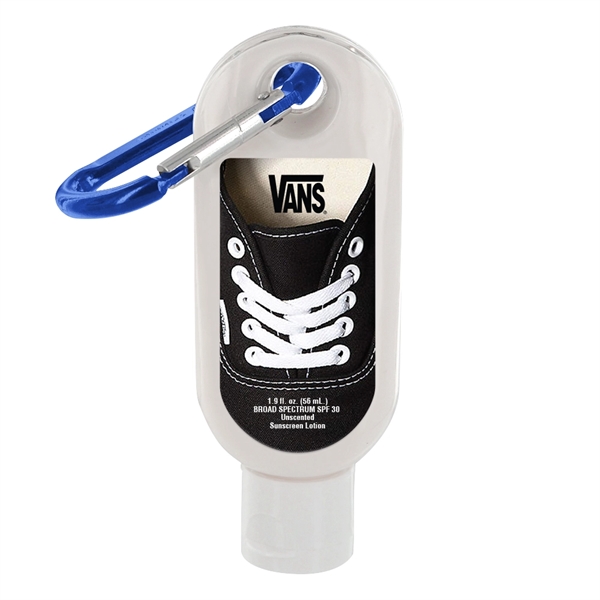 1.9 oz. SPF 30 sunscreen lotion with carabiner clip.... from ASI 88060 Snugz/USA Inc / SnugZ USA®