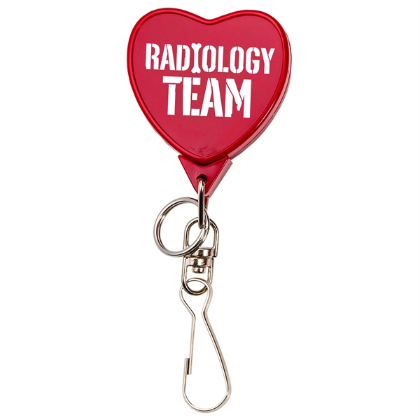 BAMBOO JUMBO HEART BADGE REEL WITH SWIVEL J & SPLIT RING.... from ASI 49470 DEVARA