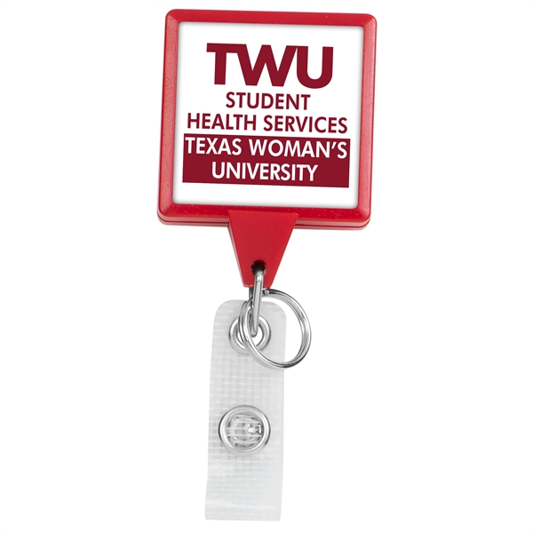 Hemp JUMBO Square shape badge reel with bull dog clip.... from ASI 49470 DEVARA