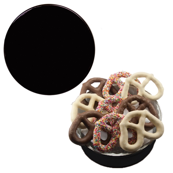 Tin filled with multiple filler options of good gift snacks and... from ASI 61125 Hit Promotional Products