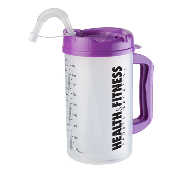 32 oz. medical mug with double wall construction, twist-open lid, straw... from ASI 52840 Evans Manufacturing